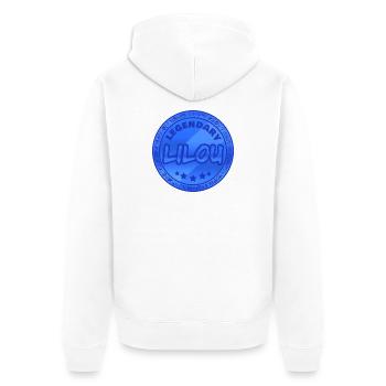 Legendäres LLOU Abzeichen Design - Unisex Premium Bio Zip Hoodie - Weiß - Hinten - Thijin (182cm)