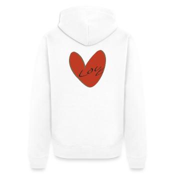 Red Heart with Love Font - Unisex Premium Organic Zip Hoodie - white - Back - Thijin (182cm)