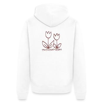 Tulip Line Art Duo - Unisex Premium Organic Zip Hoodie - white - Back - Thijin (182cm)