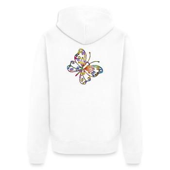 butterfly - Unisex Premium Organic Zip Hoodie - white - Back - Thijin (182cm)