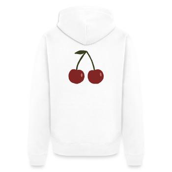 Twin Cherry Sketch Tee - Unisex Premium Organic Zip Hoodie - white - Back - Thijin (182cm)