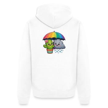 Kunterbunter Sonnenschein-Cactus - Unisex Premium Bio Zip Hoodie - Weiß - Hinten - Thijin (182cm)