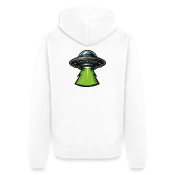 Green UFO Laser Beam - Unisex Premium Organic Zip Hoodie - white - Back - Thijin (182cm)
