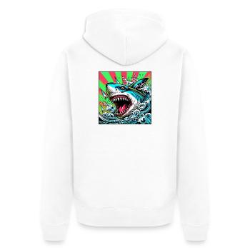 Shark - Unisex Premium Organic Zip Hoodie - white - Back - Thijin (182cm)