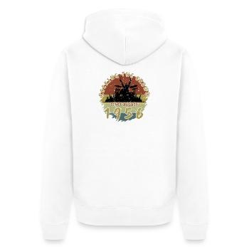 70e anniversaire Faire vibrer la foule DRM 08/1956 - Veste à capuche bio Premium Unisexe - blanc - Dos - Thijin (182cm)