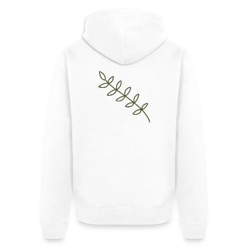 Vigne olivier diagonale - Veste à capuche bio Premium Unisexe - blanc - Dos - Thijin (182cm)