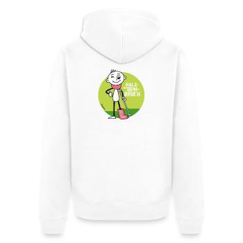 Hals und Beinbruch - Genesungs Wünsche  - Unisex Premium Bio Zip Hoodie - Weiß - Hinten - Thijin (182cm)