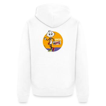 Einzig nicht artiger Strichel. Einzigartig  - Unisex Premium Bio Zip Hoodie - Weiß - Hinten - Thijin (182cm)