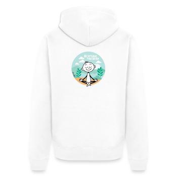 Achtsam Faulenzen  - Unisex Premium Bio Zip Hoodie - Weiß - Hinten - Thijin (182cm)
