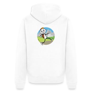 Wander Figur verabschiedet sich. - Unisex Premium Bio Zip Hoodie - Weiß - Hinten - Thijin (182cm)