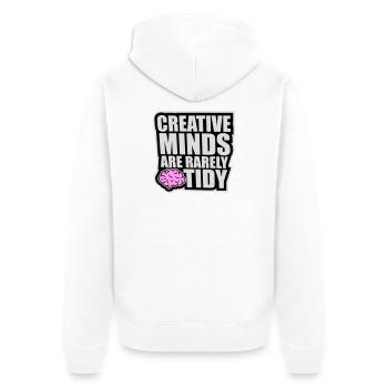 Les esprits créatifs sont rarement bien rangés Logo créatif drôle - Veste à capuche bio Premium Unisexe - blanc - Dos - Thijin (182cm)