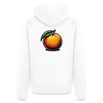 Leuchtendes Retro-Orange - Unisex Premium Bio Zip Hoodie - Weiß - Hinten - Thijin (182cm)