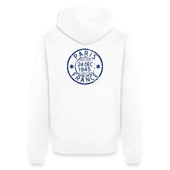 Paris France Postage Stamp Grunge Rubber Stamp Vec - Unisex Premium Organic Zip Hoodie - white - Back - Thijin (182cm)