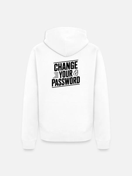 Change Your Password - Unisex Premium Organic Zip Hoodie - white
