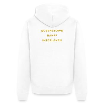 Villefort Lozère - Queenstown - Banff - Interlaken - Unisex Premium Organic Zip Hoodie - white - Back - Thijin (182cm)