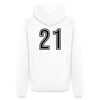 21 Zahl symbol - Unisex Premium Bio Zip Hoodie - Weiß - Hinten - Thijin (182cm)