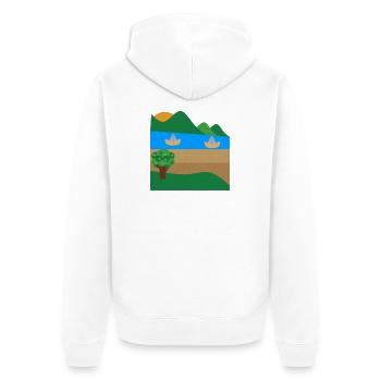 Lakeside Boats and Mountains - Unisex Premium Organic Zip Hoodie - white - Back - Thijin (182cm)
