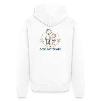 Geschwisterkind Brüder Illustration - Unisex Premium Bio Zip Hoodie - Weiß - Hinten - Thijin (182cm)