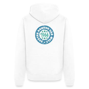 Geschwister 1966 - Unisex Premium Bio Zip Hoodie - Weiß - Hinten - Thijin (182cm)