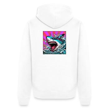 Hai - Unisex Premium Bio Zip Hoodie - Weiß - Hinten - Thijin (182cm)