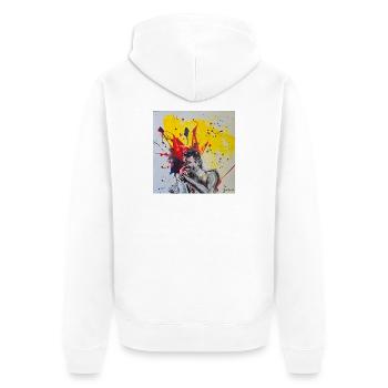 Farbexplosion eines Rock-Sängers - Unisex Premium Bio Zip Hoodie - Weiß - Hinten - Thijin (182cm)