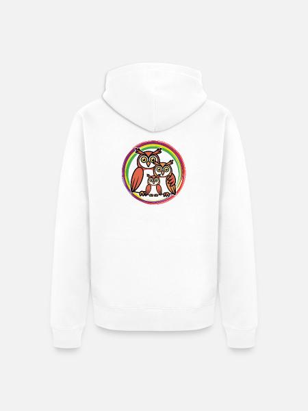 Owl family - Unisex Premium Organic Zip Hoodie - white