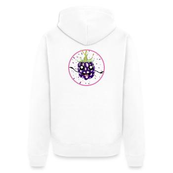 Kawaii Brombeere in Pink Circle - Unisex Premium Bio Zip Hoodie - Weiß - Hinten - Thijin (182cm)