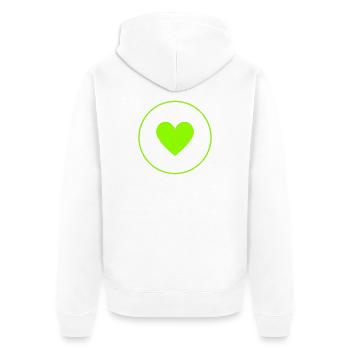 Green Heart Circle | Minimal Herz Design - Unisex Premium Bio Zip Hoodie - Weiß - Hinten - Thijin (182cm)