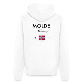 Molde Norwegen Koordinaten Reise Souvenir - Unisex Premium Bio Zip Hoodie - Weiß - Hinten - Thijin (182cm)