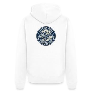 Stelvio Pass Conqueror Retro-Abzeichen - Unisex Premium Bio Zip Hoodie - Weiß - Hinten - Thijin (182cm)