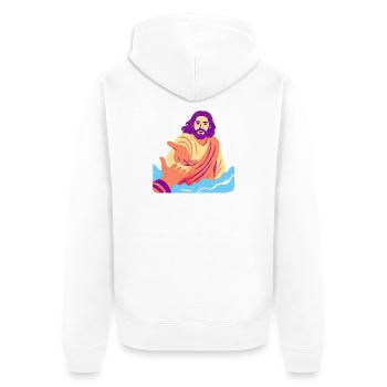Jesus - Retro Pop Art - Unisex Premium Organic Zip Hoodie - white - Back - Thijin (182cm)