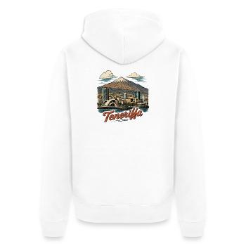 Teneriffa Skyline Mt Teide - Unisex Premium Bio Zip Hoodie - Weiß - Hinten - Thijin (182cm)