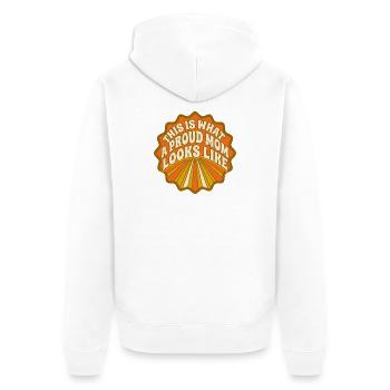 Proud Mom Look Retro-Abzeichen - Unisex Premium Bio Zip Hoodie - Weiß - Hinten - Thijin (182cm)