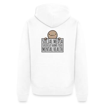 Les réseaux sociaux nuisent sérieusement à la santé mentale selon les affirmations - Veste à capuche bio Premium Unisexe - blanc - Dos - Thijin (182cm)