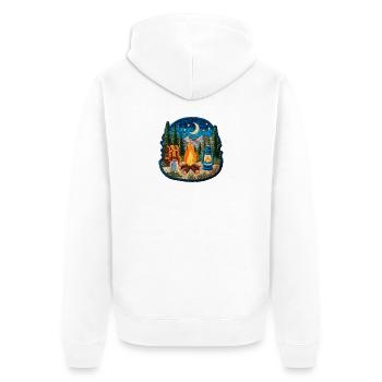 Nachtlager Waldfeuer Patch - Unisex Premium Bio Zip Hoodie - Weiß - Hinten - Thijin (182cm)