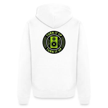 Lautsprecher Musik Abzeichen - Unisex Premium Bio Zip Hoodie - Weiß - Hinten - Thijin (182cm)