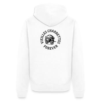 Alte Wagen für immer – Vintage-Illustration - Unisex Premium Bio Zip Hoodie - Weiß - Hinten - Thijin (182cm)