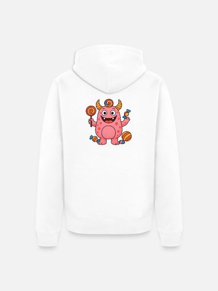 Niedliches rosa Suessigkeiten Monster - Unisex Premium Bio Zip Hoodie - Weiß