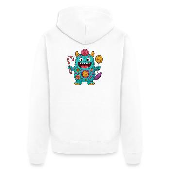 Niedliches Suessigkeiten Monster - Unisex Premium Bio Zip Hoodie - Weiß - Hinten - Thijin (182cm)