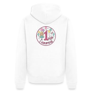 Erstes Geburtstag: Ballerina & Hase - Unisex Premium Bio Zip Hoodie - Weiß - Hinten - Thijin (182cm)