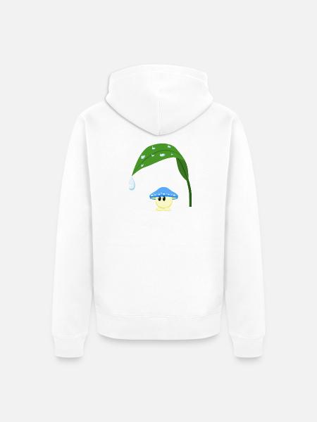 Blue Mushroom - Unisex Premium Organic Zip Hoodie - white