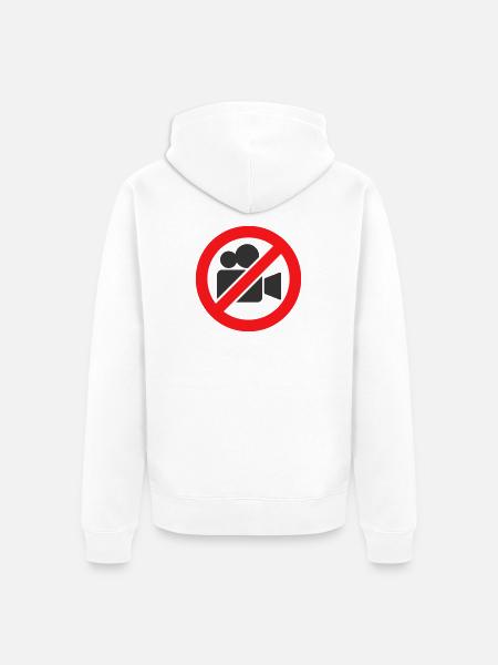 Warnschild für keine Videoaufnahme - Unisex Premium Bio Zip Hoodie - Weiß
