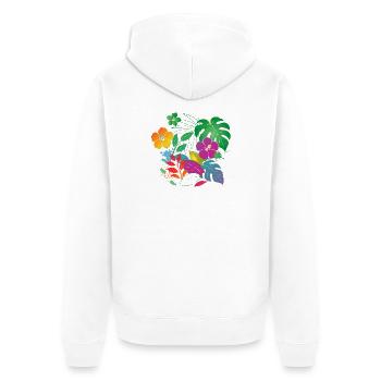 Conception des fleurs et feuilles tropicales - Veste à capuche bio Premium Unisexe - blanc - Dos - Thijin (182cm)