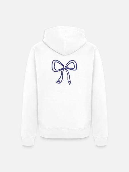 Minimal Ribbon Bow Line Art - Unisex Premium Organic Zip Hoodie - white
