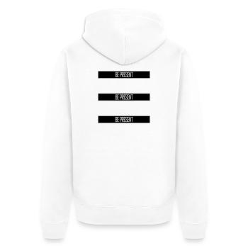 Be present at the moment here and now Quote Text - Unisex Premium Organic Zip Hoodie - white - Back - Thijin (182cm)