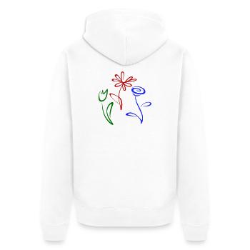 drei Blumen - Unisex Premium Bio Zip Hoodie - Weiß - Hinten - Thijin (182cm)
