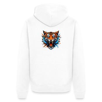 Prisme géométrique de tête de tigre - Veste à capuche bio Premium Unisexe - blanc - Dos - Thijin (182cm)