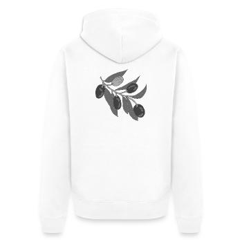 Rameaux d’olivier gris - Veste à capuche bio Premium Unisexe - blanc - Dos - Thijin (182cm)