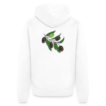 Impression vectorielle branche d’olivier - Veste à capuche bio Premium Unisexe - blanc - Dos - Thijin (182cm)