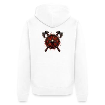 Haches incendiaires de bouclier viking - Veste à capuche bio Premium Unisexe - blanc - Dos - Thijin (182cm)
